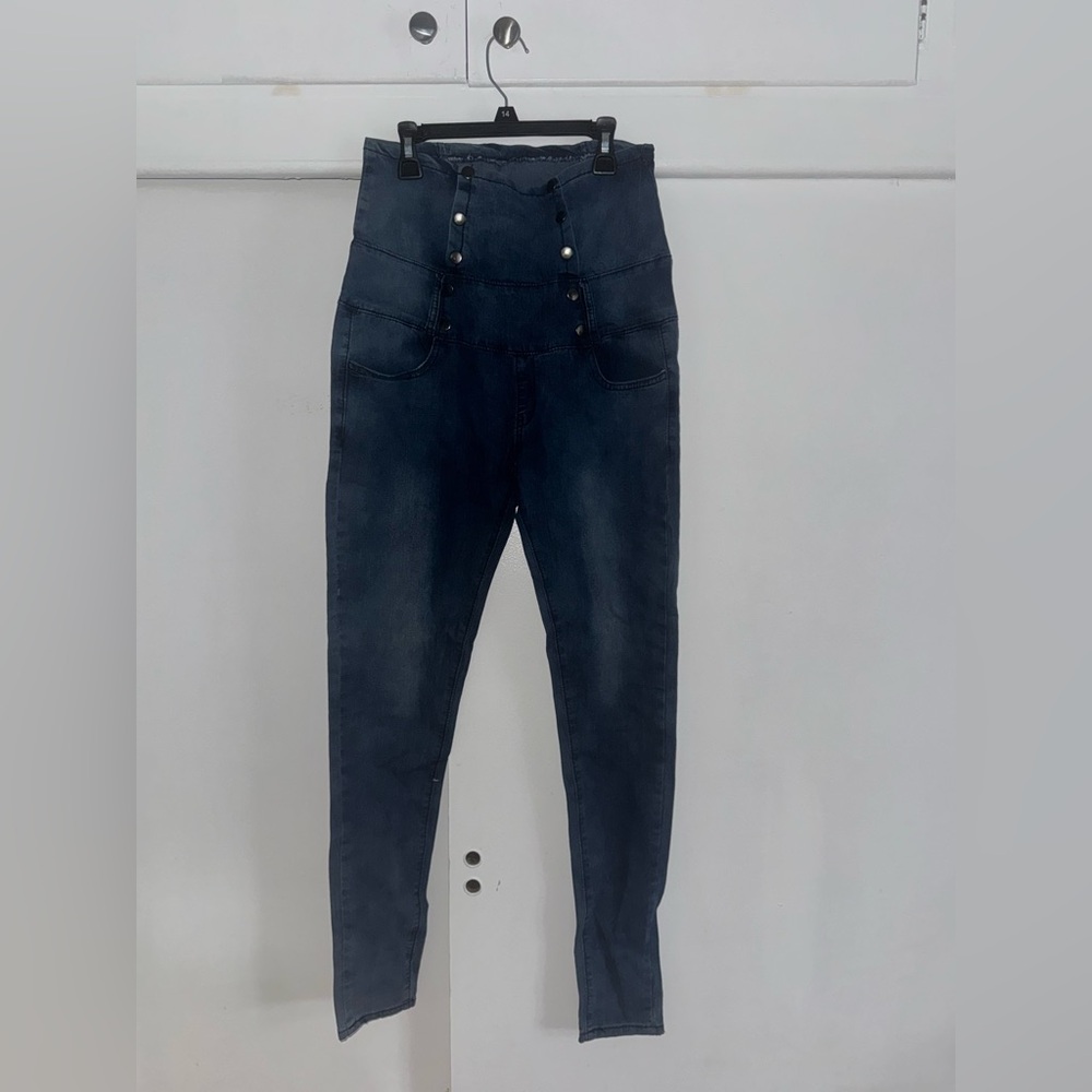 High-Waisted Dark Blue Jeans